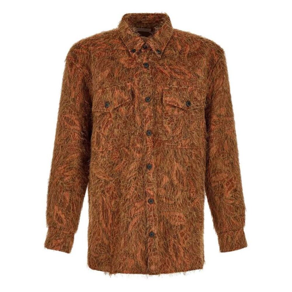 Dries Van Noten Men Dries Van Noten Shaggy Jacquard Shirt With Fringe